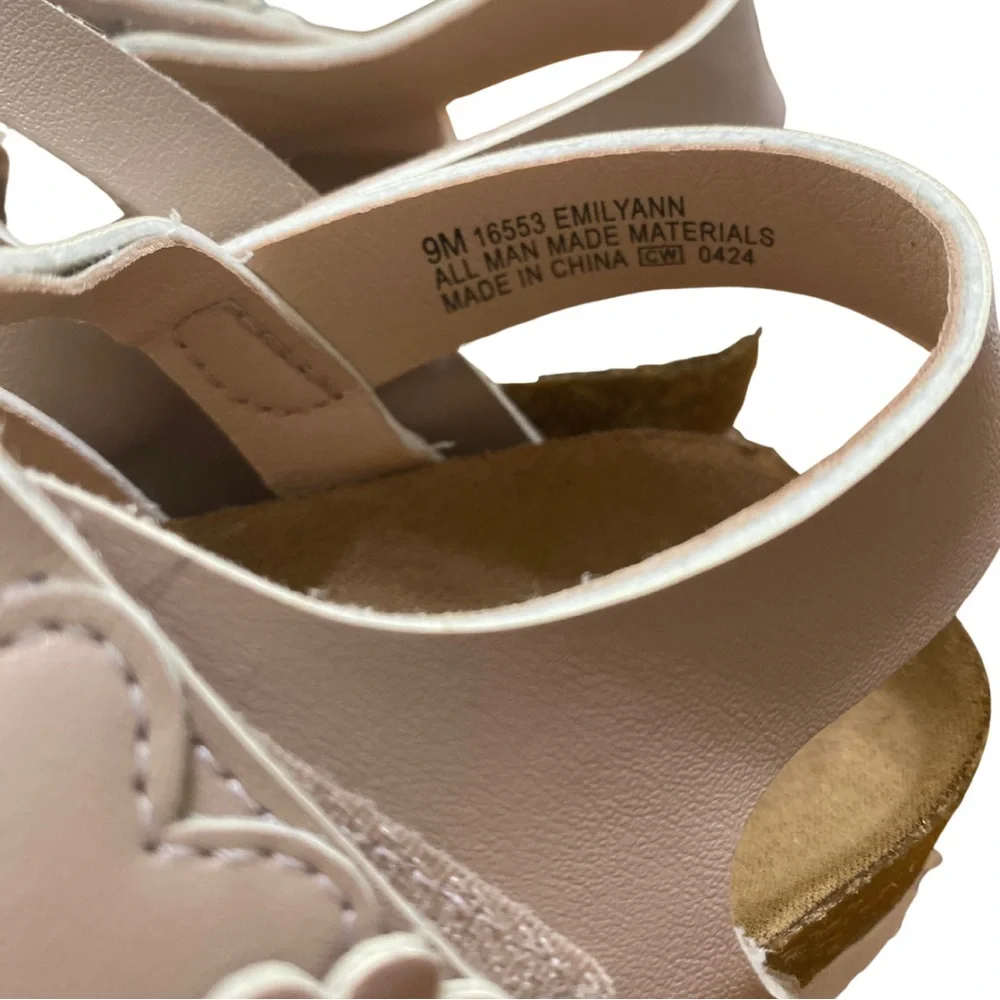 Rachel Shoes Emily Ann Blush Kids Sandals with Heart and Flower Design